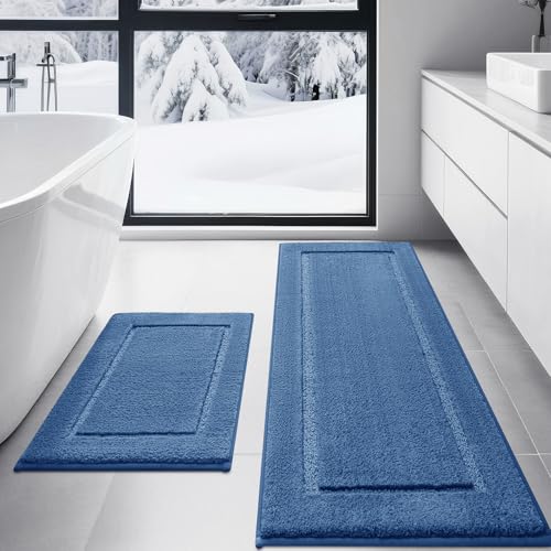 Badezimmerteppich-Set, extra weiche, saugfähige Mikrofaser, dicke Badematte, rutschfeste Unterseite, schnell trocknend, maschinenwaschbar, Badematten für Badezimmerboden, Badewanne und Dusche (61 x von IM HOME