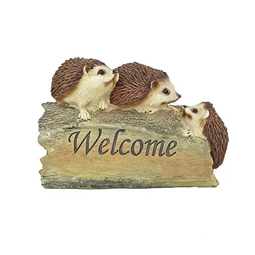 IM Willkommen Schild Igel Gartenfigur Gartendekoration Wald Garten Dekoration Welcome von IM