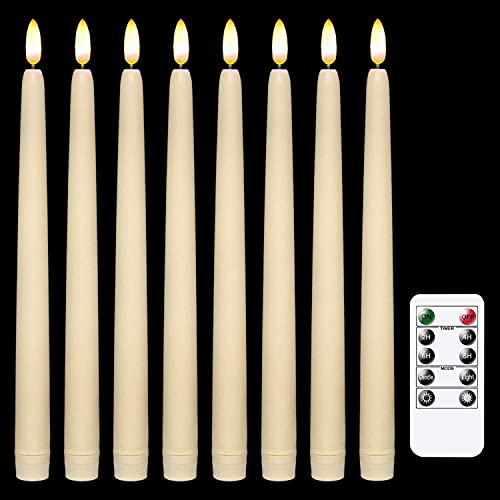 IMAGE 12 Stück LED Stabkerzen Licht mit Fernbedienung und Timer Funktion 25.4cm flammenlose 3D Docht batteriebetriebene LED Kerzen flackernd warmweißes Licht geeignet für ostern, partys von IMAGE