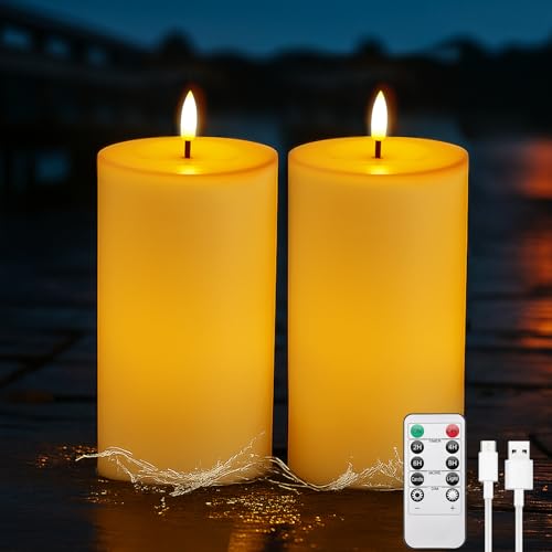 IMAGE 4„x8“ zoll wiederaufladbare Außen wasserdicht flammenlose Kerzen mit Timer & Fernbedienung, flackernd & langlebig, LED-Stumpenkerzen für Veranda Außen Balkon Laterne Garten, Set von 2 IMAGE 4„x8“ zoll wiederaufladbare Außen wasserdicht flammenlose Kerzen mit Timer & Fernbedienung, flackernd & langlebig, LED-Stumpenkerzen für Veranda Außen Balkon Laterne Garten, Set von 2 von IMAGE