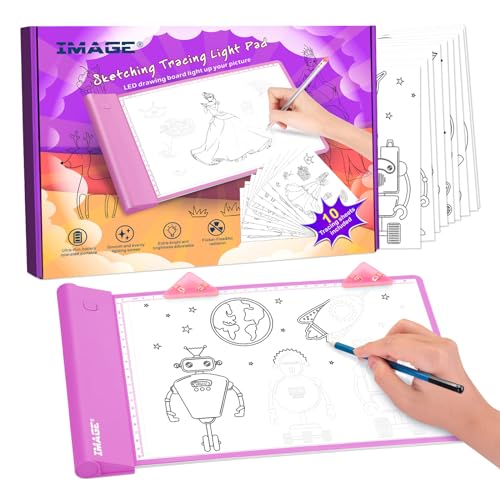 IMAGE A4 Leuchttisch, einstellbarer Helligkeit Leuchttafel Kabellos Farbtafel für Kinder, leuchtkasten mit 10 verfolgbare Bilder, Geschenk und Spielzeug für Kinder Geschenke zum Kindertag, Rosa IMAGE A4 Leuchttisch, einstellbarer Helligkeit Leuchttafel Kabellos Farbtafel für Kinder, leuchtkasten mit 10 verfolgbare Bilder, Geschenk und Spielzeug für Kinder Geschenke zum Kindertag, Rosa von IMAGE