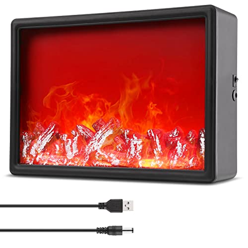 IMAGE LED Kamin Laterne mit realistischem Flammeneffekt dekorative Kaminlampe mit Feuer Optik, USB/batteriebetrieben Kaminlicht für Weihnachten, Party, 30x21x7.8cm von IMAGE