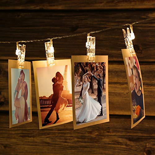 IMAGE Lichterkette Fotoclips 2.2M LED Fotolichterkette mit 20 Klammern batteriebetriebene Fotowand für Zimmer Deko Geburtstag Weihnachten Hochzeit Party von IMAGE