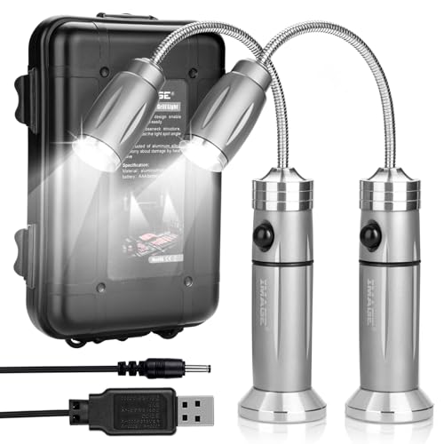 IMAGE Wiederaufladbare ultrahelle Grillampe mit superhellen LED-Lichtern, flexible Schwanenhals-Grilllicht mit Magnetfuß, vollständig einstellbar batteriebetrieben, Geschenke für Männer Vatertag, weiß von IMAGE