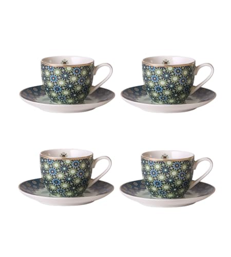IMAGES D'ORIENT Andalusia Espresso-Set grün-Gold, 8-TLG, Porzellan, orientalisches Design mit geometrischen Mustern, inkl. Geschenk-Box von IMAGES D'ORIENT
