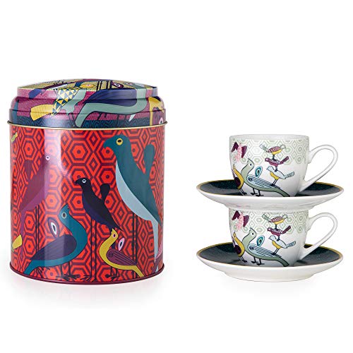 Tin Box mit 2 Cups und Saucer Birds of Paradise – 90 ml von IMAGES D'ORIENT