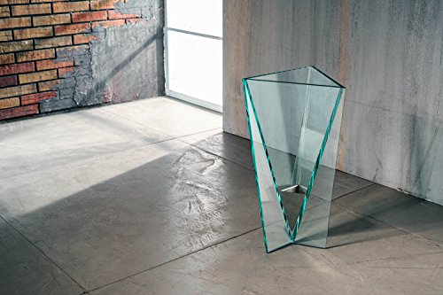 IMAGO FACTORY Drop | Schirmständer aus transparentem Glas – Schirmständer für den Innenbereich, mit Abtropfschale aus verchromtem Stahl, modernes Design von IMAGO FACTORY
