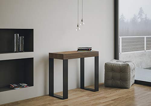 IMAGO FACTORY Tekna Premium – Ausziehbare Konsole, Ausziehbarer Tisch Bis Zu 196 cm, Esszimmertische B. 90 x H. 77 x T. 40, Platzsparende Konsole in Walnuss Farbe, Hergestellt in Italien von IMAGO FACTORY