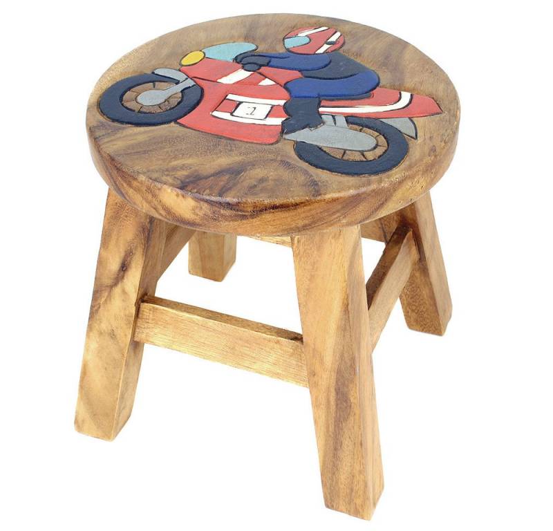 IMAGO Kinderhocker Hocker Holz Massiv klein für Kinder, rund 25 cm mit Motiv, Holzhocker auch Blumenhocker Dekohocker von IMAGO