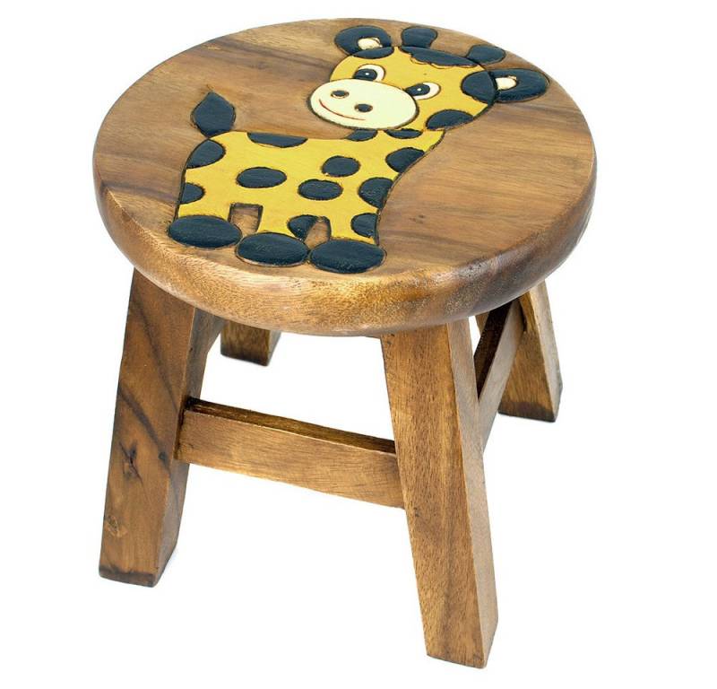 IMAGO Kinderhocker Hocker Holz Massiv klein für Kinder, rund 25 cm mit Motiv, Holzhocker auch Blumenhocker Dekohocker von IMAGO