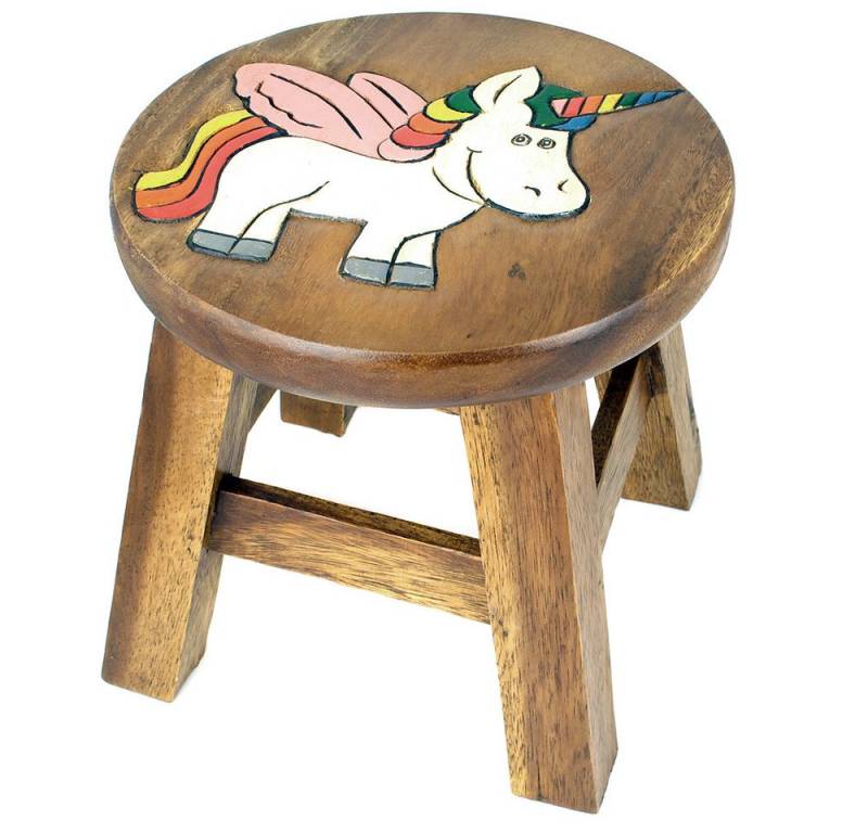 IMAGO Kinderhocker Hocker Holz Massiv klein für Kinder, rund 25 cm mit Motiv, Holzhocker auch Blumenhocker Dekohocker von IMAGO