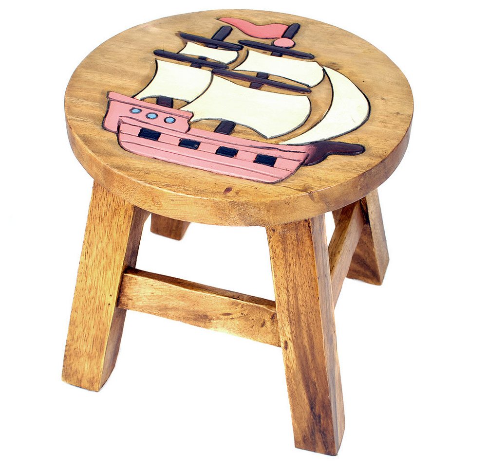 IMAGO Kinderhocker Hocker Holz Massiv klein für Kinder, rund 25 cm mit Motiv, Holzhocker auch Blumenhocker Dekohocker von IMAGO