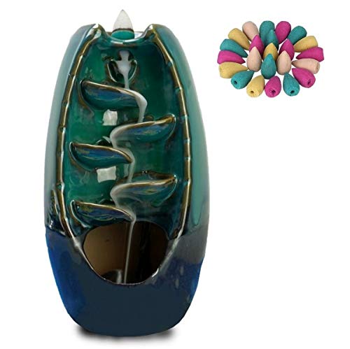 IMAGO Rückfluss Räuchergefäß Halter inkl. 25 Räucherkegel - Wasserfall Keramik Brunnen Aromatherapie Ornament Wohnkultur Räucherstäbchenhalter Reflux von IMAGO