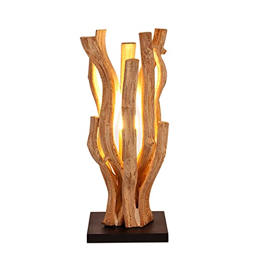 IMAGO handgemachte Tischleuchte aus Treibholz, Holz Lampe aus gebleichter Liane, natur 15x15x39 cm von IMAGO