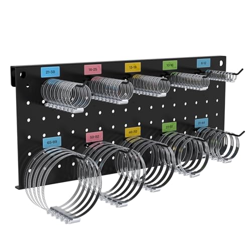 IMAYCC 99Pcs Schlauchschellen Wandhalter Set mit Halterung und Schraubendreher, 10-Modelle Edelstahl Rohrschellen Set,Einstellbare Schlauchklemmen,Schlauchschelle Sortiment Organizer Rack Werkzeugraum von IMAYCC