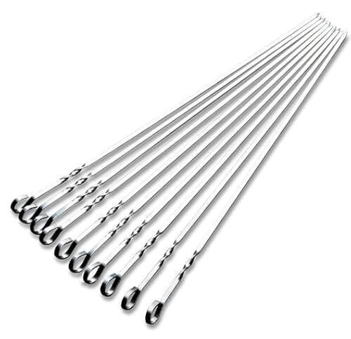 IMEEA 40cm Edelstahl Grillspieße Wiederverwendbare Breite Flache Schaschlikspieße Metall Kabob Spieße (10 Stück) von IMEEA