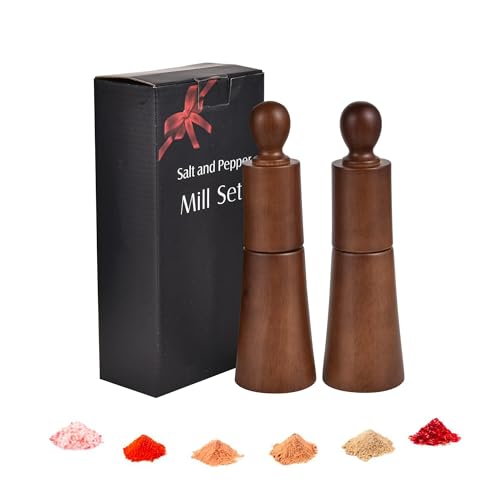 IMEEA Salz- & Pfeffermühlen 2er Set Holz Gewürzmühle mit Verstellbarem Keramikmahlwerk Pepper Grinder Pfeffer Salzmühle für Chilisalz Meersalz Pfefferkörnern von IMEEA