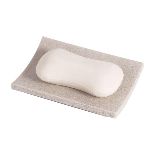 IMEEA Seifenschale Harz Seifenhalter rutschfest Seifenablage Rechteckig für Badezimmer Dusche Waschbecken Küche (Beige) von IMEEA