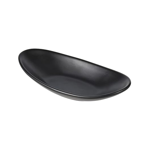 IMEEA Servierplatten Snackschalen Melamin Servierschalen Dip Schüsseln Schiffsförmige Bowl Snack Schalen,Perfekt für Desserts Sushi Salate Saucen(Schwarz) von IMEEA