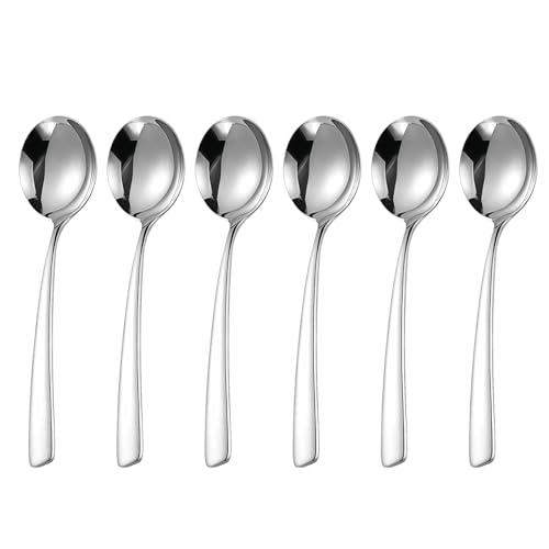IMEEA Servierlöffel-Set Suppenlöffel Runder Müslilöffel 18/10 Edelstahl-Löffel für Dessert-Eiscreme 17.6cm (6 Stück) von IMEEA
