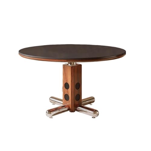 Büro-Besprechungstisch Home Edelstahl Runder Tisch Retro Kleine Wohnung Massivholz Rock Platte Esstisch Esstisch(B:120CM*120CM*75CM) von IMEITE