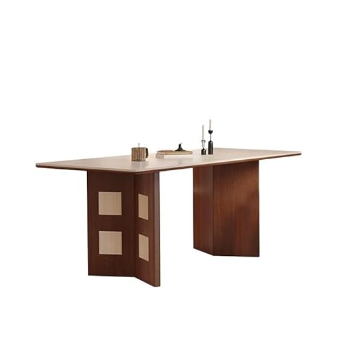 Büro-Besprechungstisch Nordischer Travertin-Schiefer-Esstisch for kleine Haushalte im cremefarbenen Stil, rechteckig Esstisch(200x80x75cm) von IMEITE