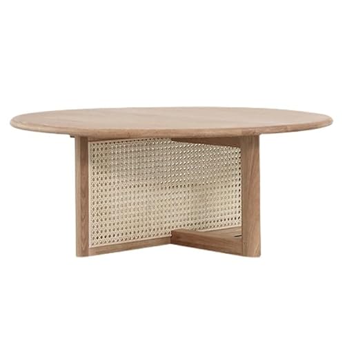 Home Decor Home Wohnzimmer Couchtisch Massivholz Rattan Kleine Tabelle Einfache Runde Couchtisch Balkon Snacktisch Couchtische Für Das Wohnzimmer(60 * 40cm) von IMEITE