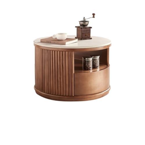 IMEITE House Decor Kleine Wohnung Einfache Steinplatte Massivholz Couchtisch Log Style Home Wohnzimmer Couchtische für Wohnzimmer (B) von IMEITE