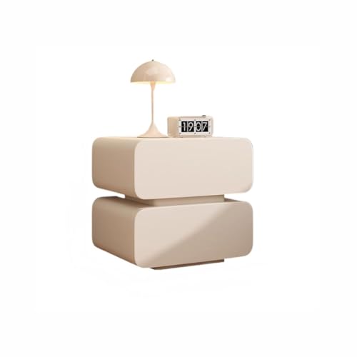 Nachttisch Moderner Minimalistischer Nachttisch Aus Massivholz, Cremefarben Schlafzimmer Aufbewahrungsschrank, Einfacher Nachttisch Wohnzimmertische(A) von IMEITE