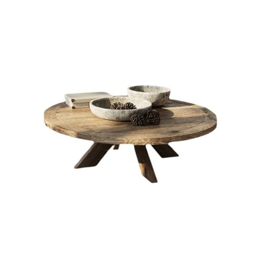 Wohnkultur Massivholz alten Teetisch, ländliches Wohnzimmer, runder Teetisch, Retro Gastfamilie Couchtisch Couchtische Für Das Wohnzimmer(100cm) von IMEITE