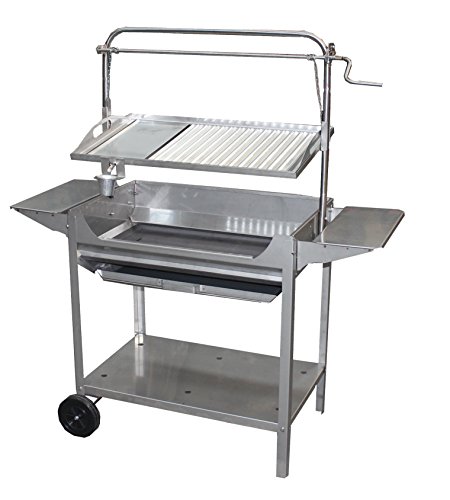 Imex El Zorro Grill aus Edelstahl, mit Grillrost, Hebebühne, Rollen und Tabletts, Grau, 124 x 50 x 140 cm, 71766 von IMEX EL ZORRO