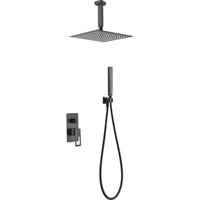 IMEX Dusch-Einbau-Set Estocolmo – Zweiweg-Mischer aus mattschwarzem Messing extraflacher 25x25 cm Edelstahl-Duschkopf S304 runder Handbrause-Halter IMEX Dusch-Einbau-Set Estocolmo – Zweiweg-Mischer aus mattschwarzem Messing extraflacher 25x25 cm Edelstahl-Duschkopf S304 runder Handbrause-Halter von IMEX