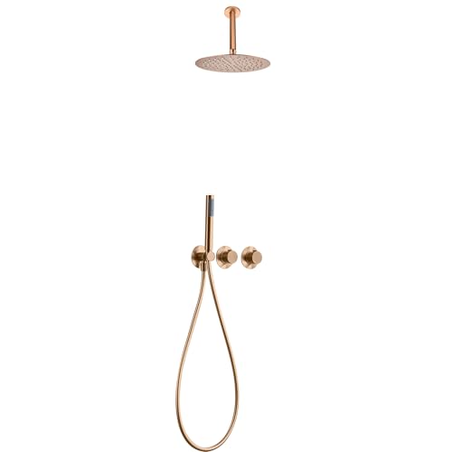 IMEX GTB056/ORC BREDA Conjunto Ducha Monomando Empotrado Oro Rosa Cepillado von IMEX