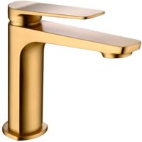 IMEX Mischbatterie für Waschbecken aus gebürstetem Messing in Gold mit Keramikventil Ø26 mm und 2 flexiblen Anschlüssen 3-8 – Modell BDN047-1 IMEX Mischbatterie für Waschbecken aus gebürstetem Messing in Gold mit Keramikventil Ø26 mm und 2 flexiblen Anschlüssen 3-8 – Modell BDN047-1 von IMEX