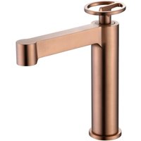IMEX Ottone Rubinetto con Finitura Oro Rosa e Cartuccia Ceramica Ø26 mm Set 2 Flessibili 3-8 Inklusivi – Miscelatore Monocomando per Lavabo Olimpo von IMEX