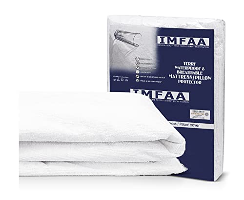 IMFAA Matratzenschoner, 100 % wasser- und feuchtigkeitsbeständig, extra tief, Frottee, antiallergisch und atmungsaktiv in Kingsize - 40 cm tief von IMFAA