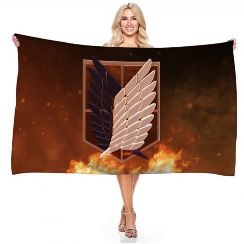 IMFLY AttackTitan Anime Strandtuch,Badetuch 70cm X 140cm,Strandlaken Handtuch Badelaken Saunatuch,Handtücher Für Kinder (1,100x200cm) von IMFLY