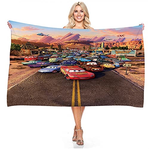 IMFLY Car Handtuch Set,Microfaser Badehandtuch 70×140cm Schnell Trocknend Badetuch Für Kinder,Strandtuch,Lightning McQueen Und Cruz Ramirez (3,100x200cm) von IMFLY