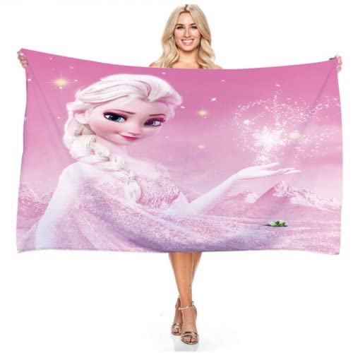 IMFLY Kinderhandtuch Mädche,Strandtuch Für Kinder,Geschenk Kinderhandtuch Für Jungen Und Mädchen,Badetuch,Anna Und ELSA Duschtuch (A,70x140cm) von IMFLY