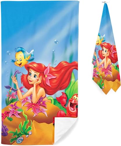 IMFLY Mermaid Strandtuch 90x180 cm,Meerjungfrauen Badetuch Strandlaken Kinder,Arielle Handtücher Microfaser Handtücher Für Mädchen (B,100x200cm) von IMFLY