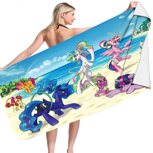 IMFLY Pony Kinder Strandtuch 70 X 140cm,Pink Strandhandtuch Badehandtuch Kinder Duschtuch,Badetuch Handtücher Stranddecke Geschenk Für Mädchen (A,70x140cm) von IMFLY