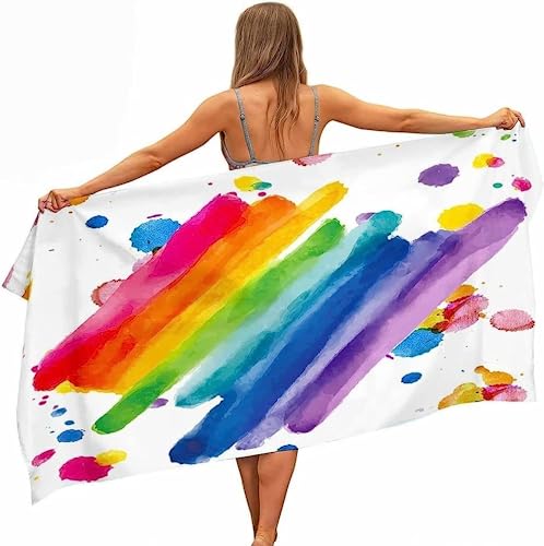 IMFLY Regenbogen Strandtuch Groß 70x140 cm,Badetücher Microfaser Handtücher, 3D Strandhandtuch,Badetuch Strandlaken Handtuch,Herren Frauen (C,100x200cm) von IMFLY