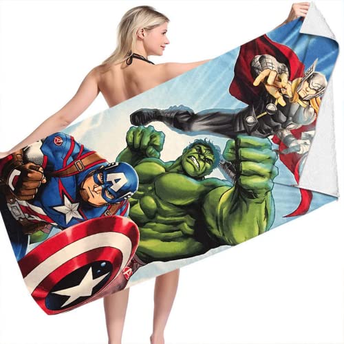 IMFLY Strandtuch Kinder Schwimmbadetuch Für Kinder Hulk,Strandhandtuch - Schnell Trocknende,vengers Badetuch Duschtuch Geschenk Für Jungen (D,70x140cm) von IMFLY