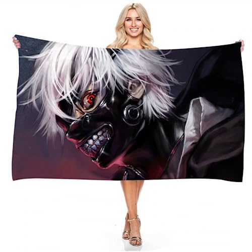 IMFLY Tokyo Kinder Strandtuch 70 X 140cm,Kaneki Anime Strandhandtuch Badehandtuch Duschtuch,Badetuch Handtücher Stranddecke Geschenk Für Jungen (B,90x180cm) von IMFLY