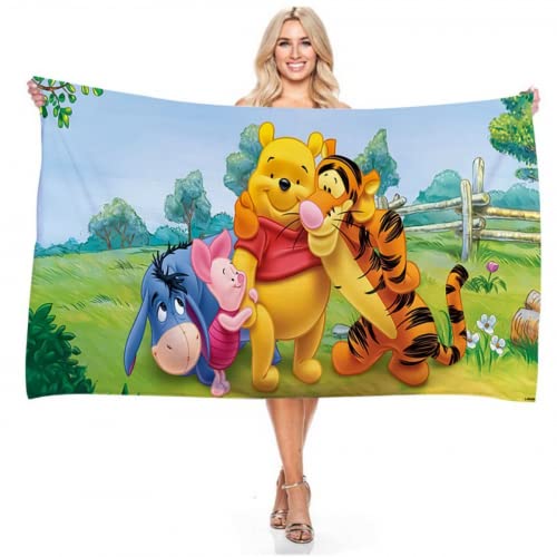 IMFLY Winnie Poh Strandtuch,Mikrofaser Strandtuch Für Mädchen, 70 X 140cm Kinder Badetuch Schwimmen Duschtuch Schnell Trocknendes (B,70x140cm) von IMFLY