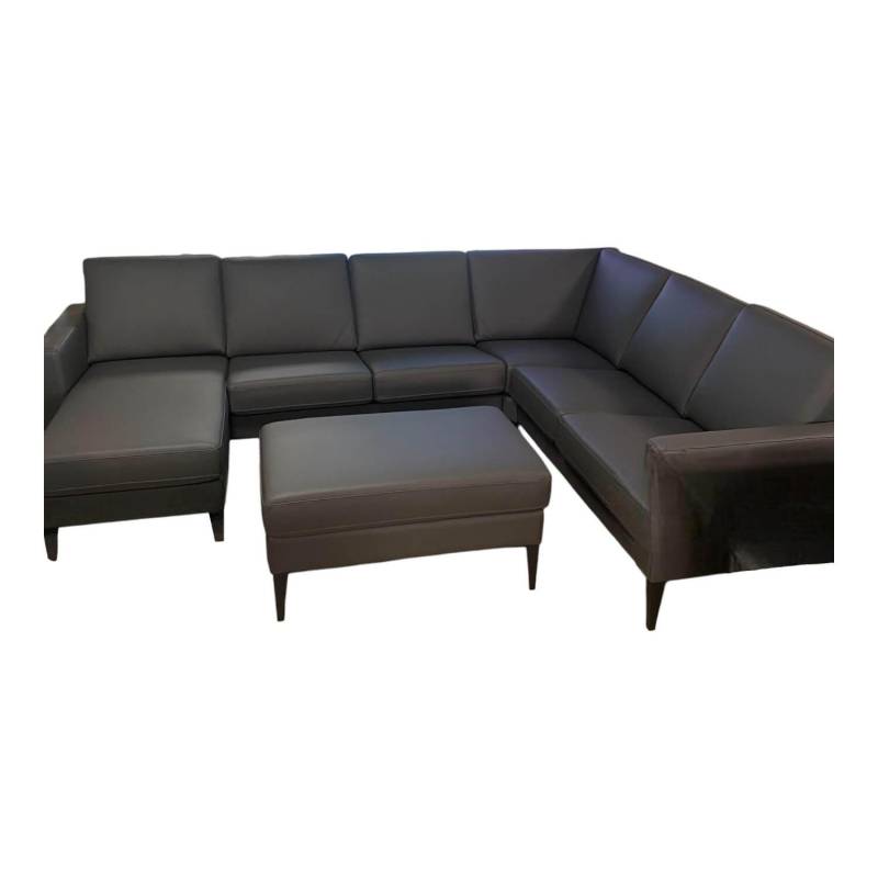 Wohnlandschaft Mit Hocker Leder Prime Anthrazit Fuß Metall Schwarz von IMG