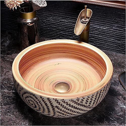 Aus dem waschbecken. 16,5 x 16,5 x 5,9 Zoll Multicolor Keramik Schiff Waschbecken Badezimmer Becken(C) von IMGASDCSD