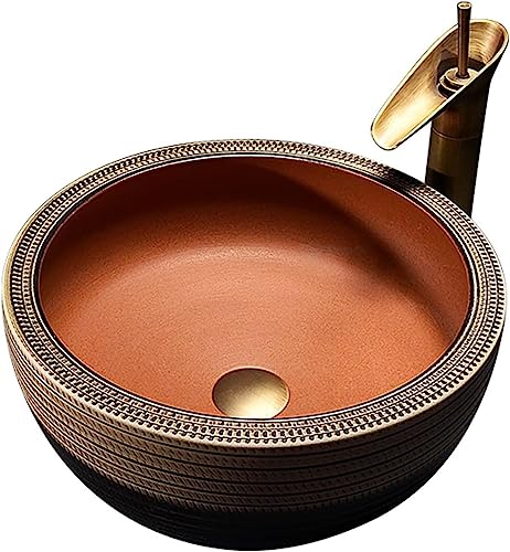 Aus dem waschbecken. Aufsatzwaschbecken, rund, for Badezimmer, Porzellan, Keramik, 39,9 x 39,9 x 15,9 Zoll(B) von IMGASDCSD