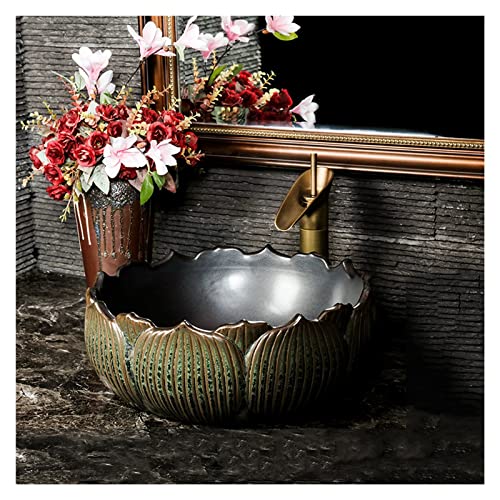 Aus dem waschbecken. Aufsatzwaschbecken, rund, for Badezimmer, Porzellan, Keramik, 39,9 x 39,9 x 15,9 Zoll(C) von IMGASDCSD