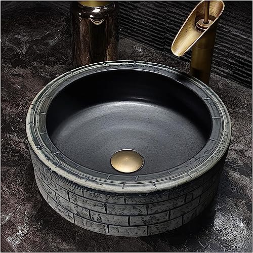 Aus dem waschbecken. Blattförmiges Keramik-Waschbecken zur Arbeitsplattenmontage, 22,4 x 15,3 x 5,9 Zoll, Badezimmerwaschbecken mit Abfluss(B) von IMGASDCSD